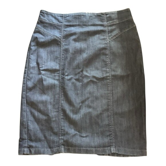 Ann Taylor Denim Skirt Straight Size 10 Dark Blue Cotton Poly - Picture 1 of 6